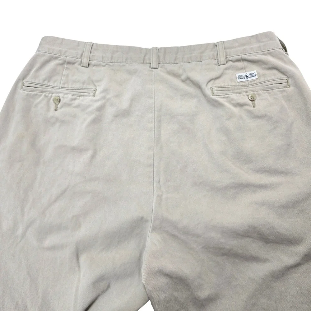 Polo‎ Ralph Lauren Andrew Pant 38x30 Cotton Pleated Chino Classic Khaki Vintage